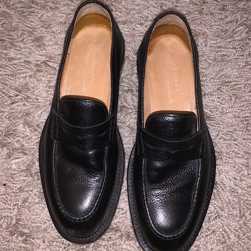 Grained Italian Leather Black Loafers